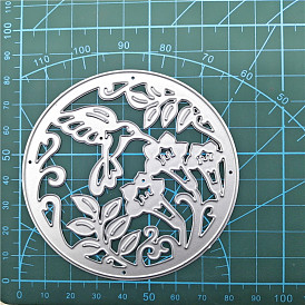 Flat Round with Flower Carbon Steel Cutting Dies Stencils, for DIY Scrapbooking/Photo Album, Decorative Embossing DIY Paper Card