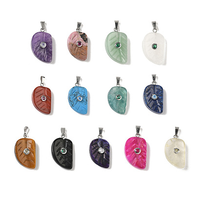 Резные подвески из драгоценных камней, подвески в виде листьев с 201 микрофиброй из нержавеющей стали и кубическими циркониями, цвет нержавеющей стали