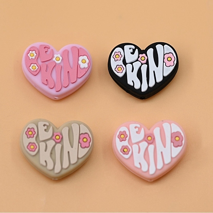 Food Grade Silicone Focal Beads, Heart