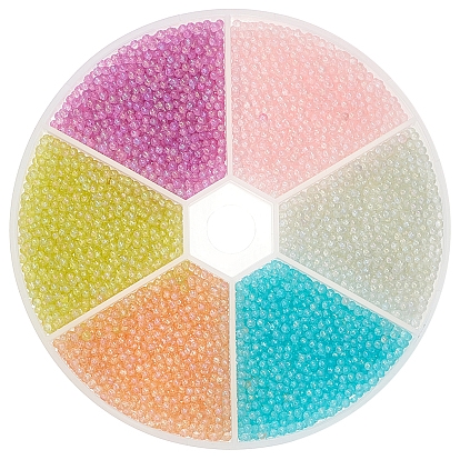108g 6 Colors Luminous Glass Beads, Round, No Hole