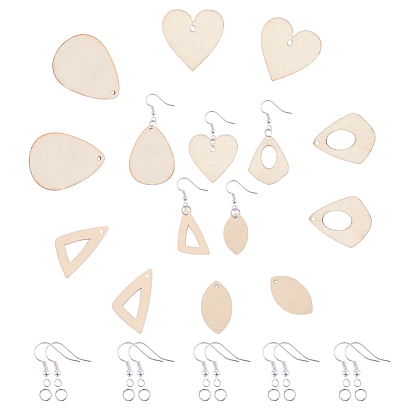 Сделай сам серьги с подвесками, с деревянными подвесками, латунные крючки для серьги и кольца с открытым прыжком, конский глаз, треугольник, слеза и сердце