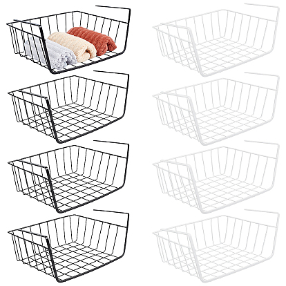 8Pcs 2 Colors Iron Bedside Hanging Storage Basket, Rectangle