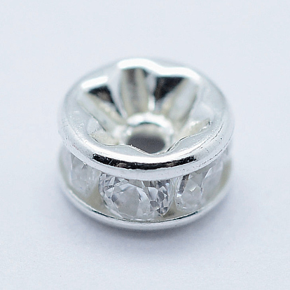 925 plata esterlina granos del espaciador, plano y redondo