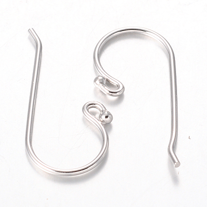 Platino plateado ganchos pendiente de la plata esterlina, 24x11 mm, pin: 0.9 mm, sobre 323pcs / 100g