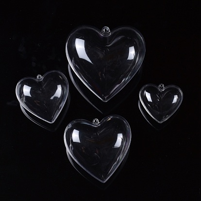 Openable Transparent Plastic Pendants, Fillable Plastic Bauble Christmas Ornament, Heart
