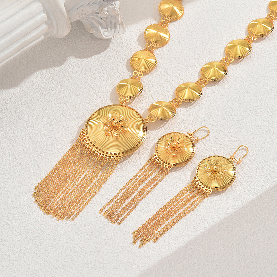 Комплекты из серег и ожерелий с круглыми цветочными кисточками для женщин