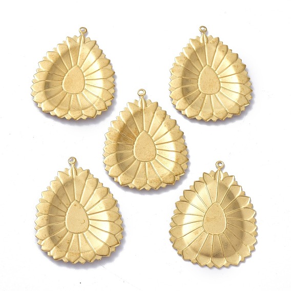 Brass Pendants, DIY Accessories, for Bracelets, Earrings, Necklaces, Teardrop with Flower