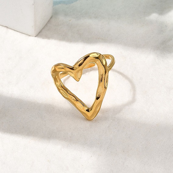 304 кольца для пальцев из нержавеющей стали для женщин, сердце, ионное покрытие (ip)