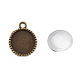 Pendant Making Sets, with Alloy Pendant Cabochon Settings and Glass Cabochons, Flat Round, Nickel Free