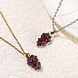 Natural Garnet Pendant Necklaces, Titanium Steel Cable Chain Necklaces for Women