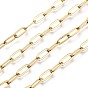 Ion Plating(IP) 304 Stainless Steel Cable Chains, Paperclip Chains, Drawn Elongated Cable Chains, Soldered, with Spool