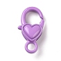 Spray Painted Alloy Lobster Claw Clasps, Oval with Heart Pattern