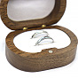 Овальные деревянные коробочки для хранения обручальных колец с бархатной внутри, Деревянный подарочный футляр для колец для пар с магнитными застежками