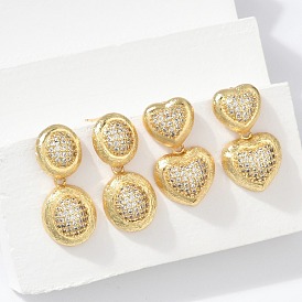 Серьги-гвоздики из латунного микро-паве, без свинца и без кадмия, долговечный, реальный 18 k позолоченный