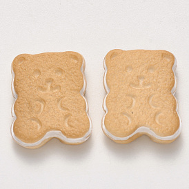 Cabujones decodificados de resina, oso, galletas de comida de imitación