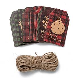 Paper Gift Tags, Hang Tags, with Jute Twine, for Christmas Decorations