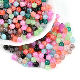 Окрашенные в духовке бусины из искусственного нефрита, Стеклянные бусины кракле , круглые