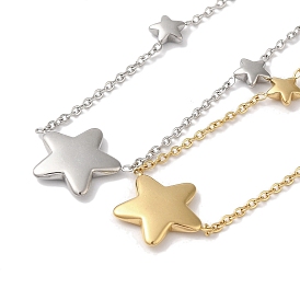 304 Stainless Steel Cable Chain Necklaces, Star Beads Necklaces