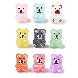 Стеклянные эмалевые бусины ручной работы, медведь, окрашенная и подогревом