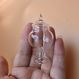 Mini Glass Goblet with Lid, for Dollhouse Accessories Pretending Prop Decorations