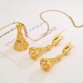 Модные комплекты из ожерелий и серег с подвеской в виде цветка в форме латунной башни для женщин