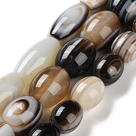 Natural Tibetan 1-Eye Agate Beads Strands, Dyed & Heated, Rice