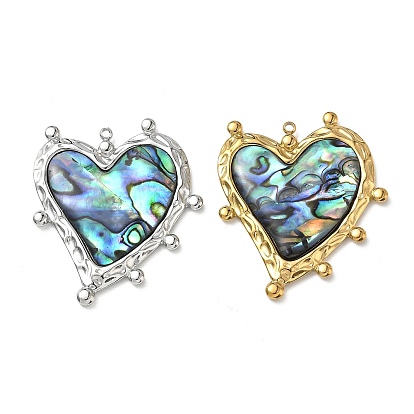 Природные пауа оболочки подвески, 304 из нержавеющей стали сердце прелести, красочный