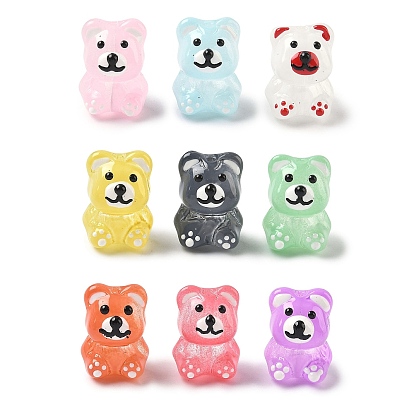 Стеклянные эмалевые бусины ручной работы, медведь, окрашенная и подогревом