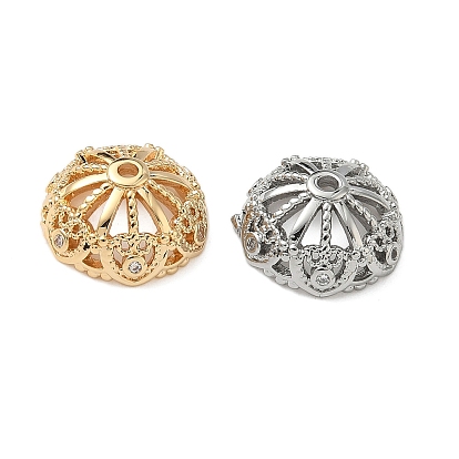 Колпачки для бусин из прозрачного кубического циркония из латуни, цветок