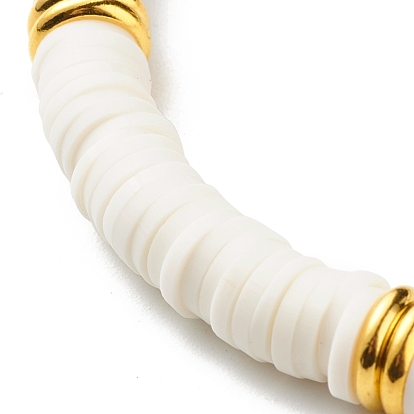 Изогнутая трубка, акриловые бусины, эластичный браслет для девочек-подростков, женщин, браслет из бисера из полимерной глины, золотые