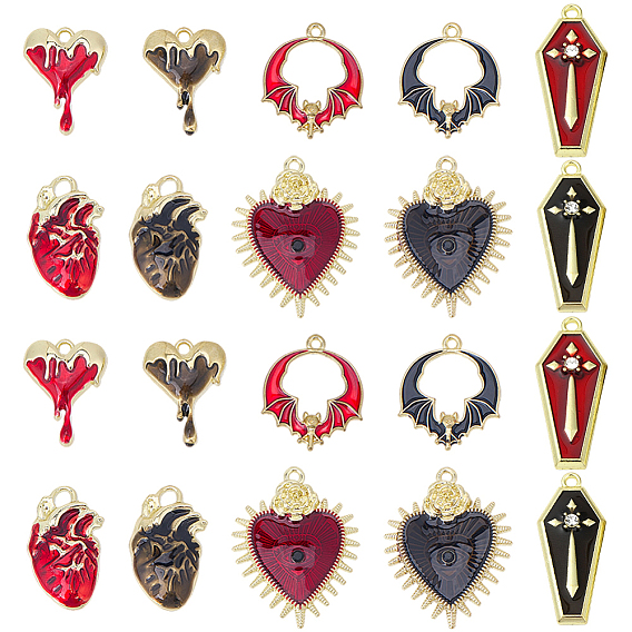 20шт. 10 стиль готический кулон с эмалью, Подвески из сплава