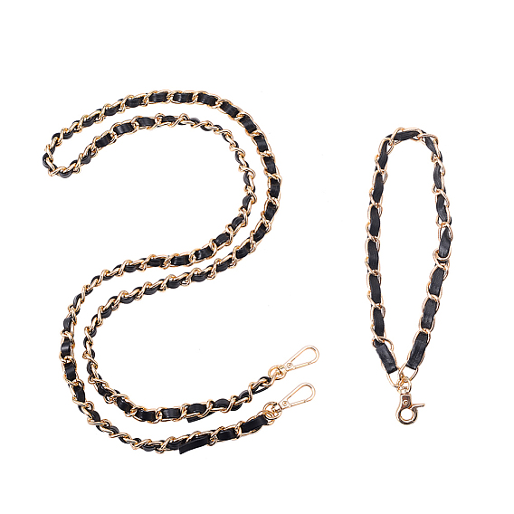 Bag Strap Chains,Iron Curb Chains and PU Leather, with Swivel Lobster Claw Clasps
