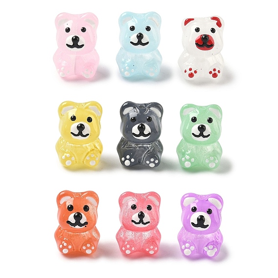 Стеклянные эмалевые бусины ручной работы, медведь, окрашенная и подогревом