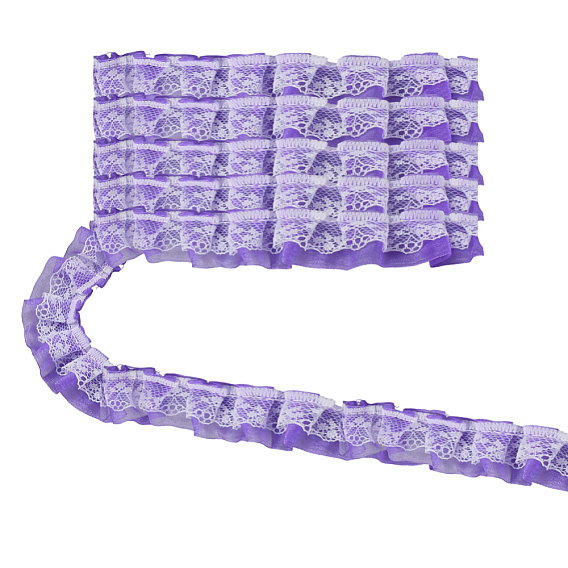 2 ярдов двухслойной отделки из полиэстерового кружева, плиссированная лента, для аксессуаров для одежды