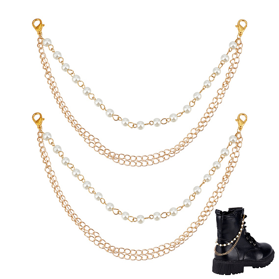 2 шт стеклянные жемчужные и латунные цепочки цепи для ремней для ботинок, Сплав с застежками когтя омара