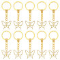 15Pcs Butterfly Alloy Keychains, with Iron Split Key Ring