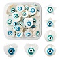 60Pcs 6 Style Natural Freshwater Shell Charms, with Enamel, Star & Heart & Flat Round with Evil Eye