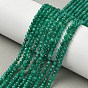 Natural Green Onyx Agate Beads Strands, Round, Faceted, Dyed & Heated