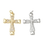 Pendentifs en laiton zircon cubique transparent, croix avec des charmes de coeur, sans cadmium et sans plomb, crémaillère plaquage, plaqué longue durée