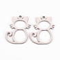 304 Stainless Steel Open Back Bezel Pendants, Laser Cut, For DIY UV Resin, Epoxy Resin, Pressed Flower Jewelry, Cat Shape
