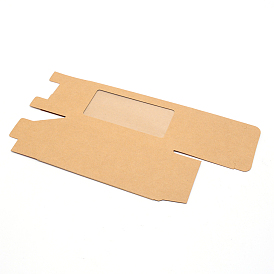 Картонная коробка, с визуальным окном из ПВХ, для коробок для пирогов и печенья маленькая коробка из натуральной крафт-бумаги, прямоугольные
