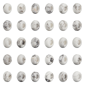 Perles européennes howlite naturelles, Perles avec un grand trou   , rondelle