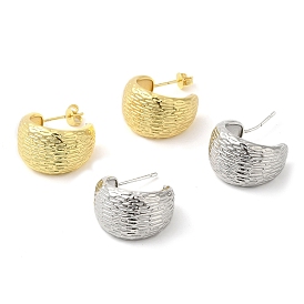 Rack Plating Brass Round Stud Earrings, Half Hoop Earrings for Women, Long-Lasting Plated, Lead Free & Cadmium Free