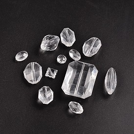 Transparent Acrylic Beads, Faceted, Mixed Style, 14~45x7~33x7~20mm, Hole: 2~3mm