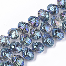 Electroplate Glass Beads Strands, Shell Shape
