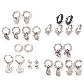 3 Pairs 3 Styles 304 Stainless Steel Clay Crystal Rhinestone Huggie Hoop Earrings for Women