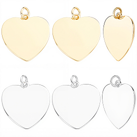 12 piezas 2 colores dijes de corazón de latón, con anillo de salto