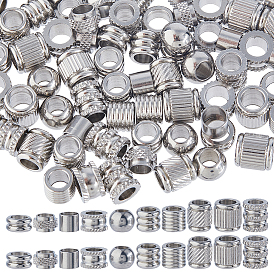 100 шт. 10 стили 201 Европейские бусины с канавками из нержавеющей стали, бусины с большим отверстием, rondelle & column