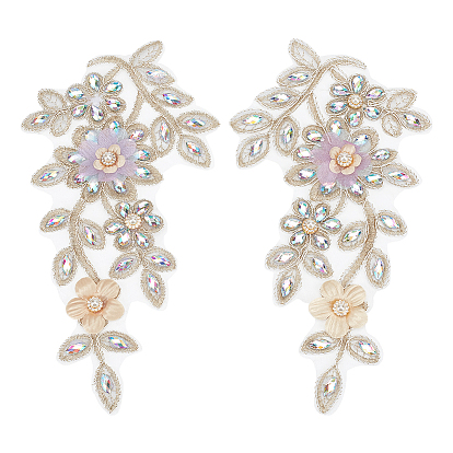 1пара заплаток из полиэстера и стеклянного кружева, для аксессуаров своими руками, цветок