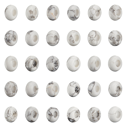 Perles européennes howlite naturelles, Perles avec un grand trou   , rondelle